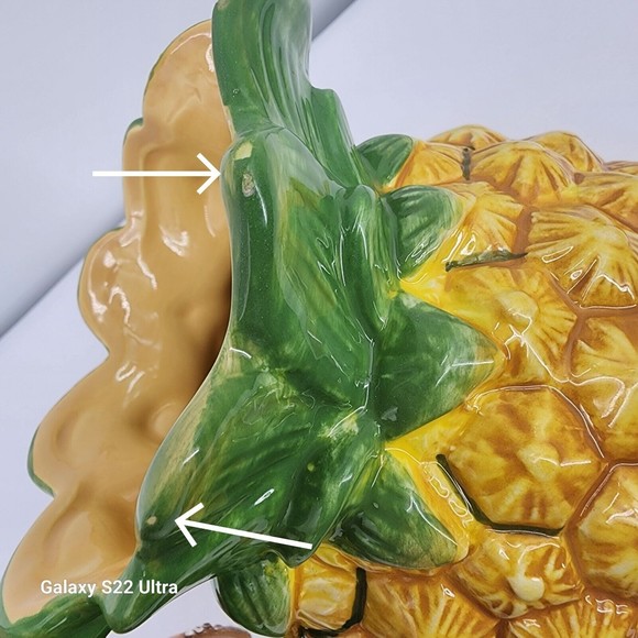 Rare Hard to Find 222 Fifth Tropical Pineapple Pitcher Jug 8" Yellow and Green - Picture 10 of 13